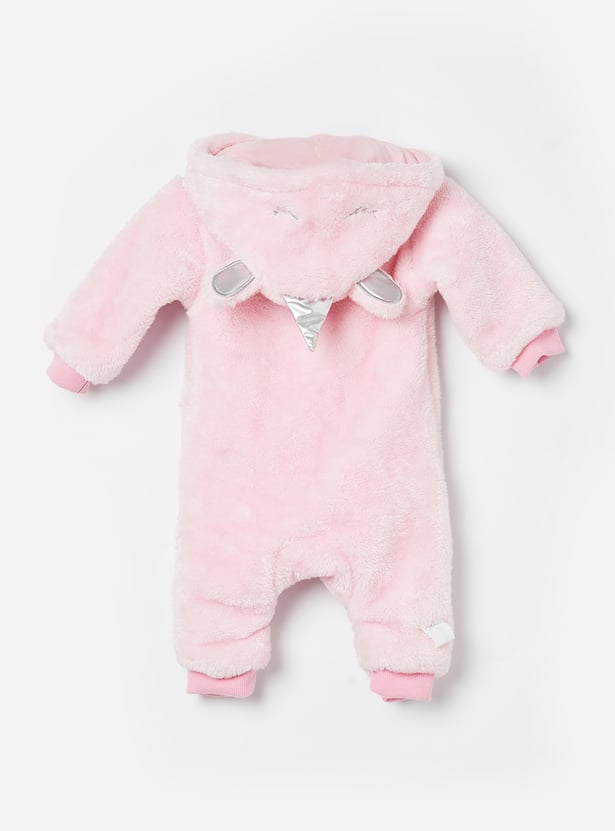 JUNIOR BABY Girls Fur-Textured Sleepsuit