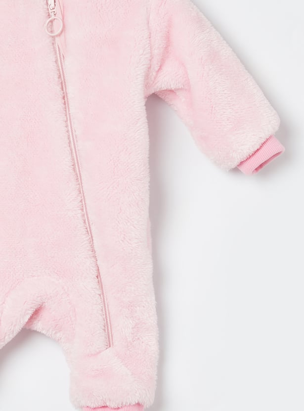JUNIOR BABY Girls Fur-Textured Sleepsuit