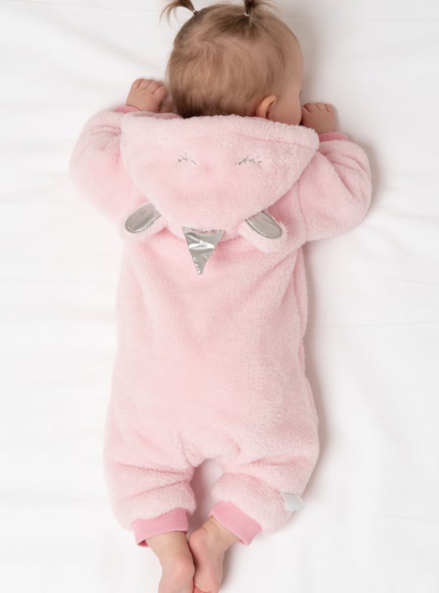 JUNIOR BABY Girls Fur-Textured Sleepsuit