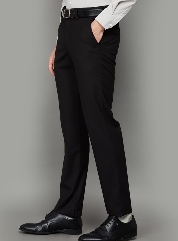 LOUIS PHILIPPE Solid Slim Straight Formal Trousers