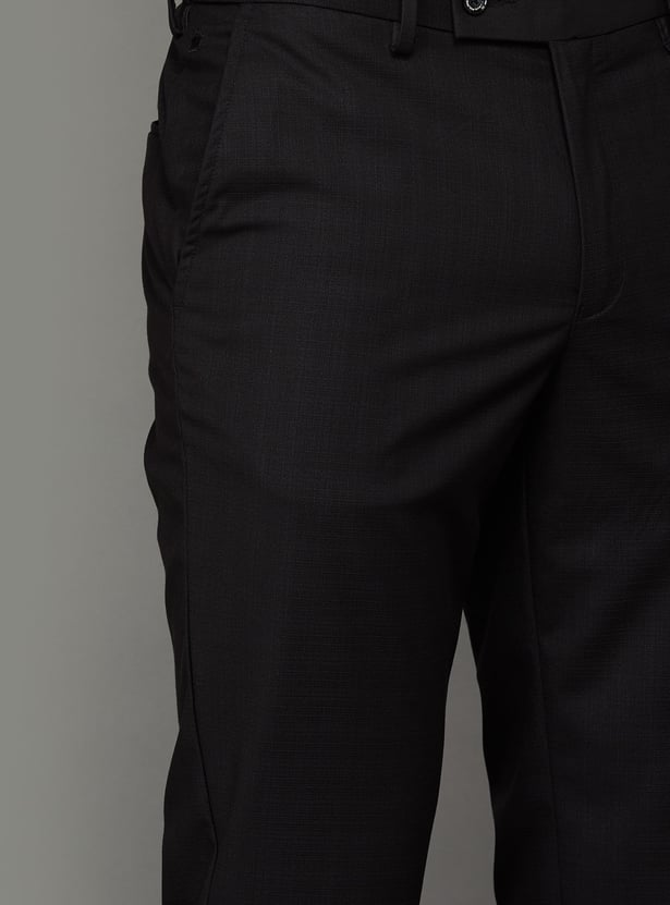 LOUIS PHILIPPE Solid Slim Straight Formal Trousers
