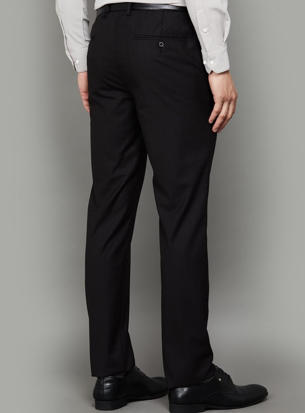 LOUIS PHILIPPE Solid Slim Straight Formal Trousers