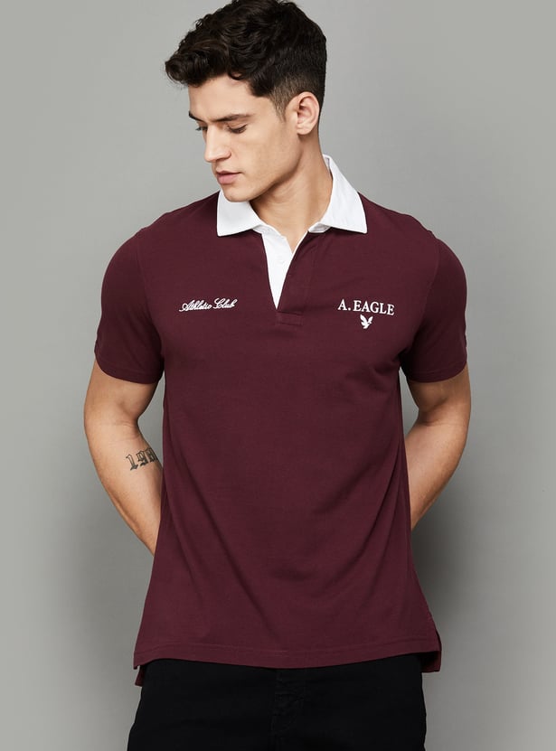 AMERICAN EAGLE Back Printed Rugby Polo T-shirt