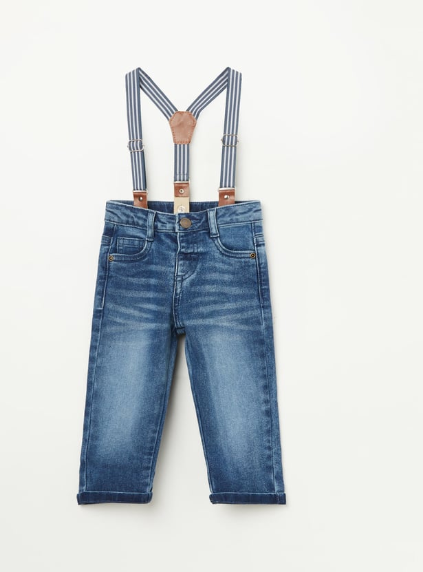 JUNIORS Boys Whiskered Jeans with Suspenders