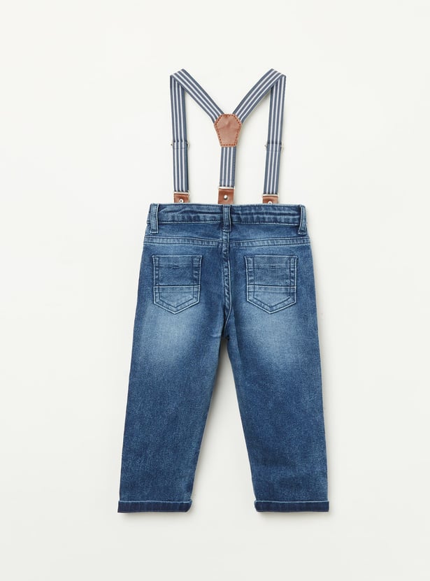 JUNIORS Boys Whiskered Jeans with Suspenders
