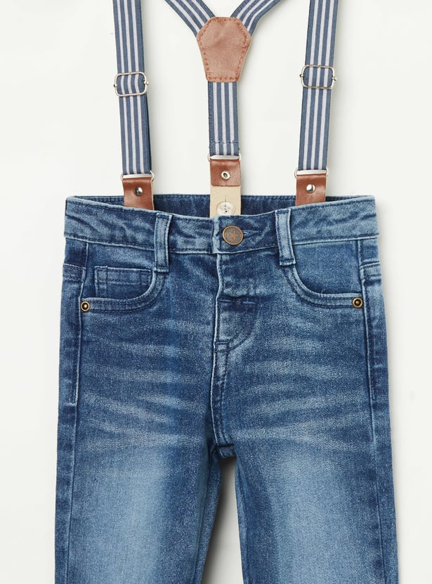 JUNIORS Boys Whiskered Jeans with Suspenders