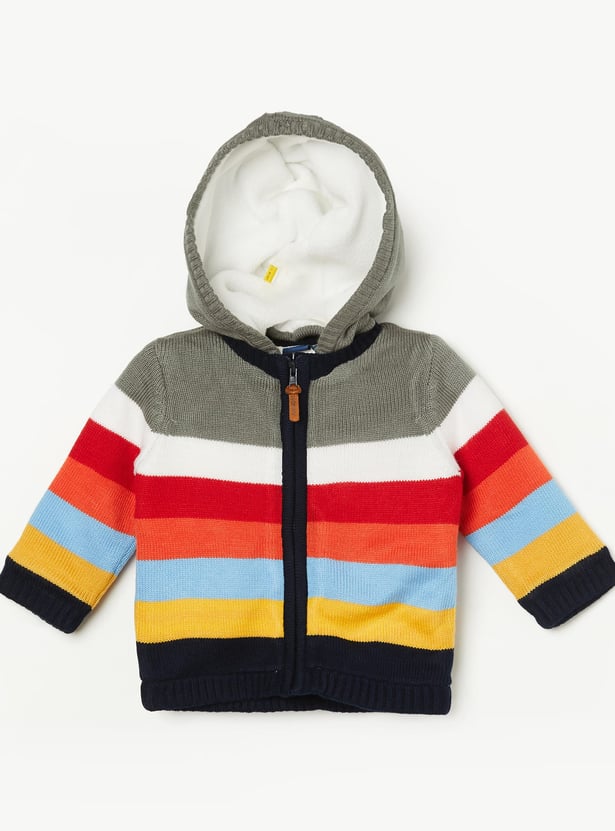 JUNIORS Boys Striped Hooded Sweater