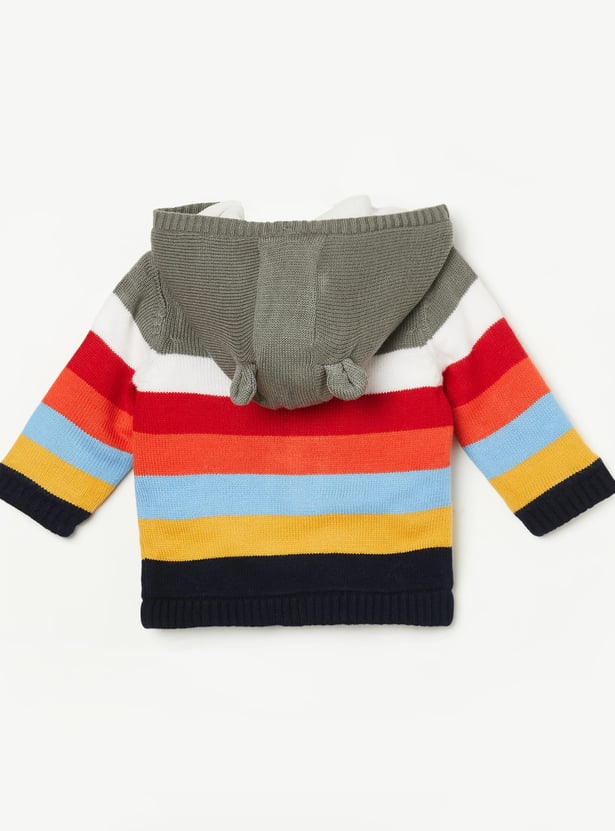 JUNIORS Boys Striped Hooded Sweater