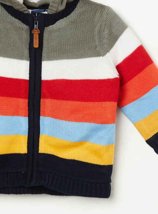 JUNIORS Boys Striped Hooded Sweater