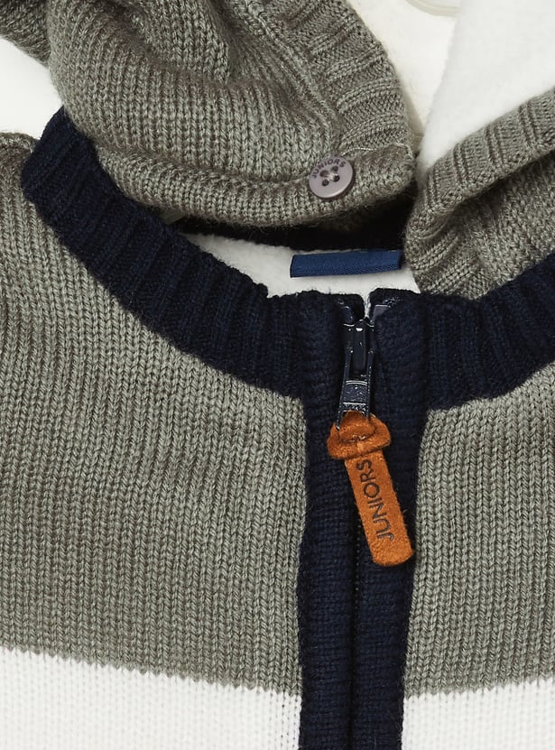 JUNIORS Boys Striped Hooded Sweater