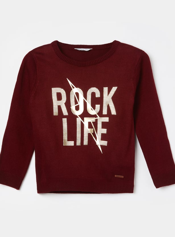 FAME FOREVER Metallic Print Sweater
