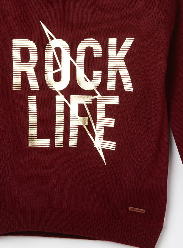 FAME FOREVER Metallic Print Sweater