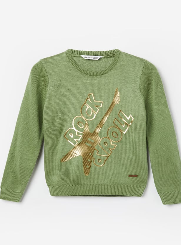 FAME FOREVER Metallic Print Sweater
