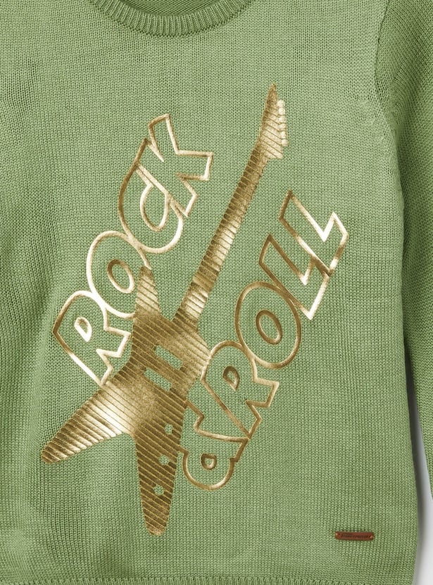 FAME FOREVER Metallic Print Sweater