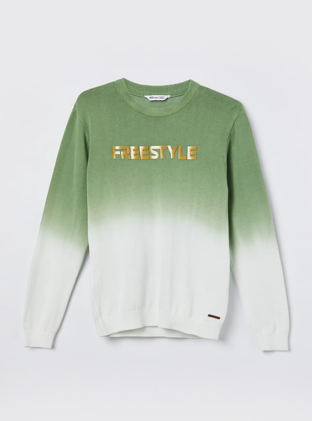 FAME FOREVER Boys Tie & Dye Typography Print Sweater