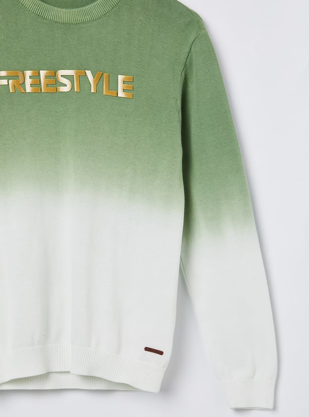 FAME FOREVER Boys Tie & Dye Typography Print Sweater