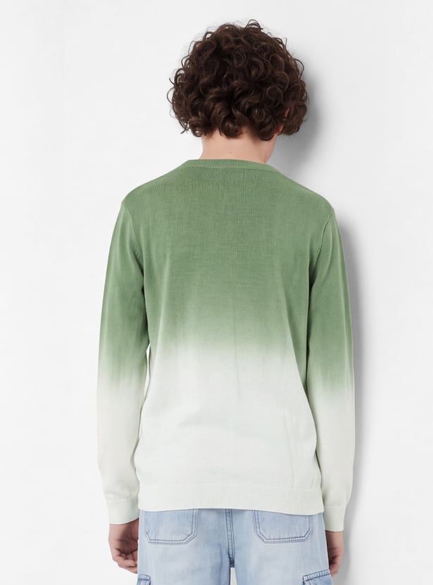 FAME FOREVER Boys Tie & Dye Typography Print Sweater