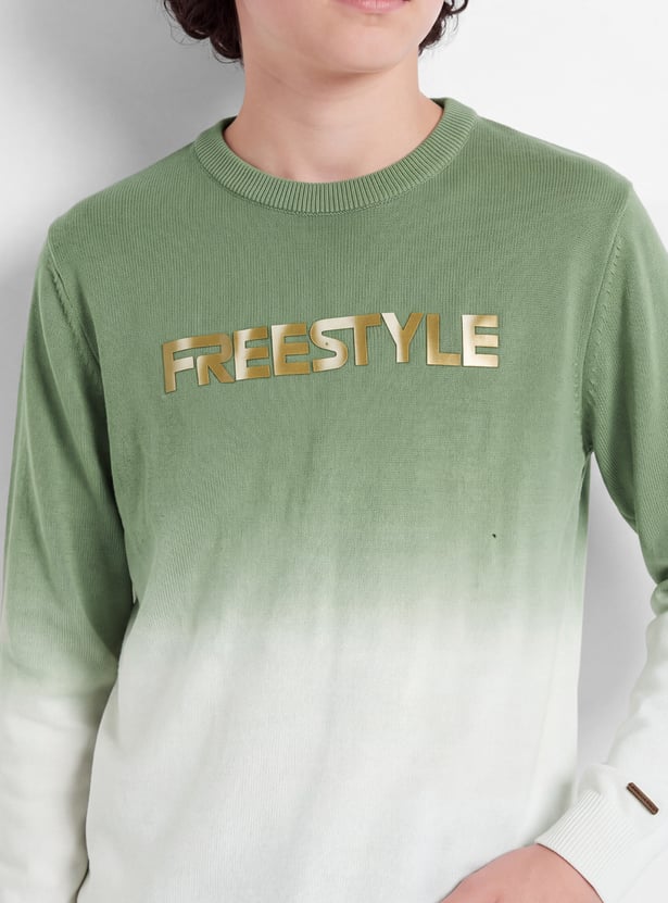 FAME FOREVER Boys Tie & Dye Typography Print Sweater
