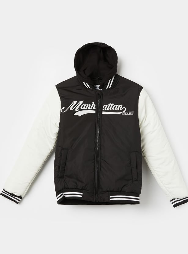 FAME FOREVER Boys Colourblock Hooded Bomber Jacket