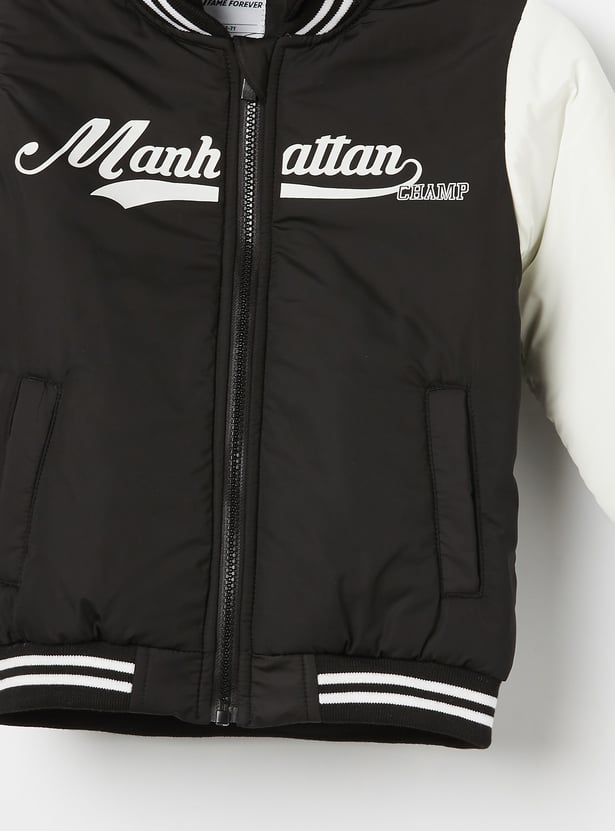 FAME FOREVER Boys Colourblock Hooded Bomber Jacket