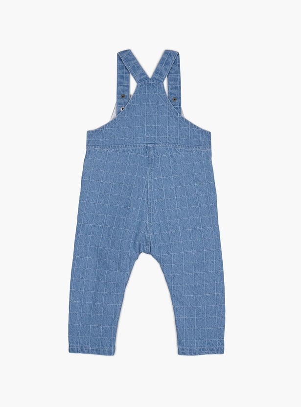 FS MINI KLUB Checked Denim Dungarees with T-shirt