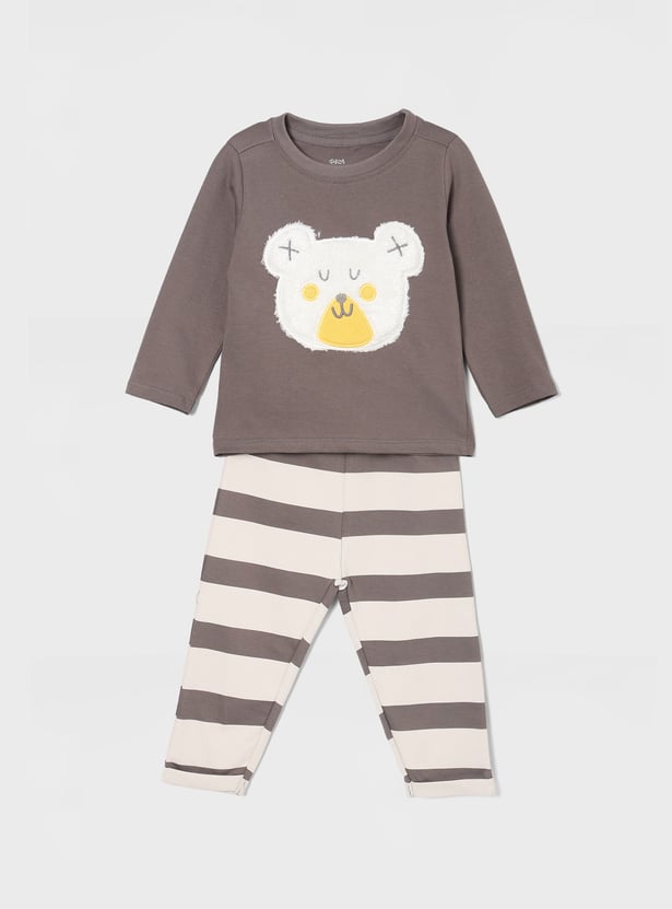 FS MINI KLUB Boys Bear Applique T-shirt with Pants