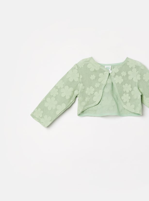 FS MINI KLUB Girls Floral Print A-Line Dress with Jacket