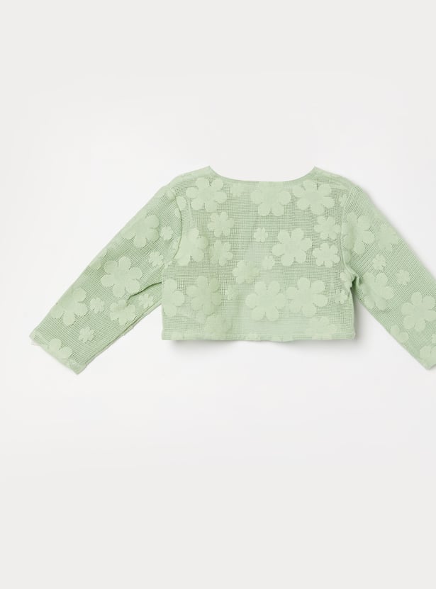 FS MINI KLUB Girls Floral Print A-Line Dress with Jacket