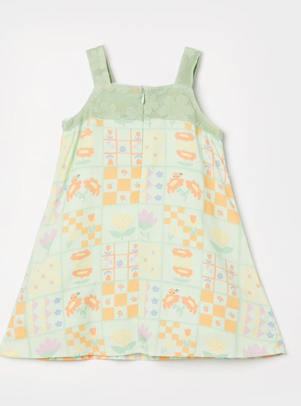 FS MINI KLUB Girls Floral Print A-Line Dress with Jacket