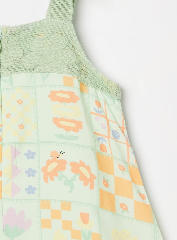 FS MINI KLUB Girls Floral Print A-Line Dress with Jacket