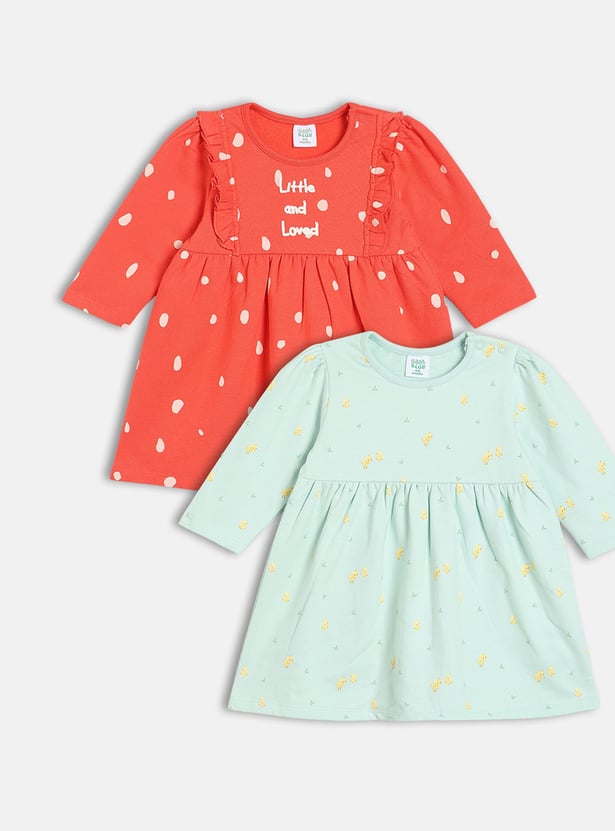 FS MINI KLUB Girls Printed A-line Dress - Pack of 2