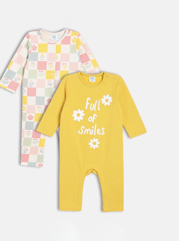 FS MINI KLUB Girls Printed Rompers - Pack of 2