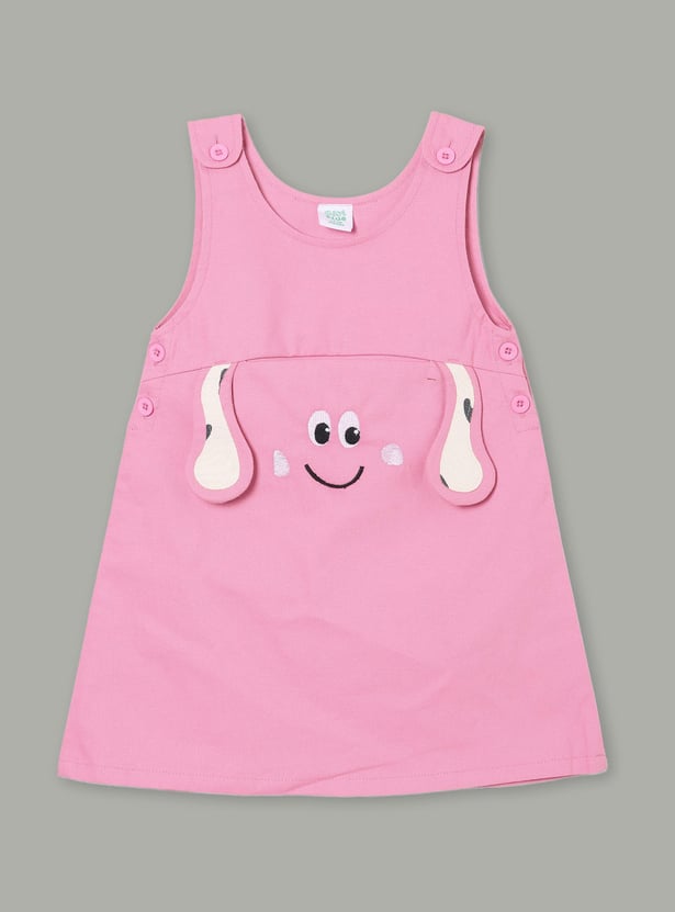 FS MINI KLUB Girls Pinafore Dress with Printed T-shirt