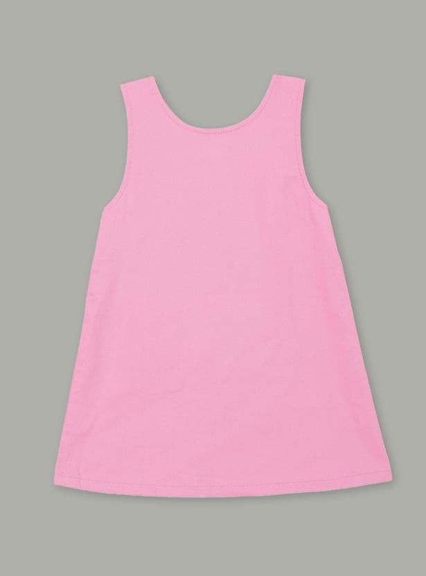 FS MINI KLUB Girls Pinafore Dress with Printed T-shirt