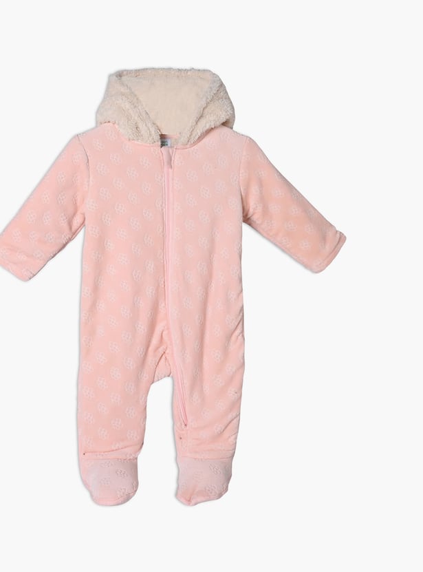 FS MINI KLUB Girls Patterned Hooded Sleepsuit