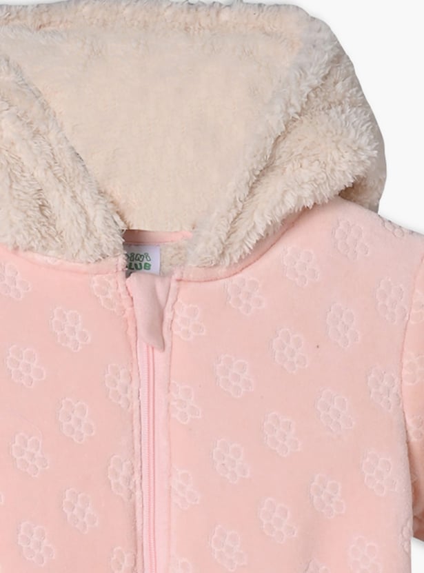 FS MINI KLUB Girls Patterned Hooded Sleepsuit
