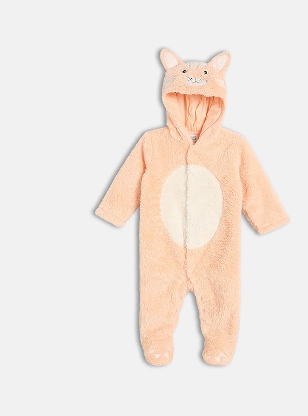 FS MINI KLUB Girls Applique Hooded Sleepsuit