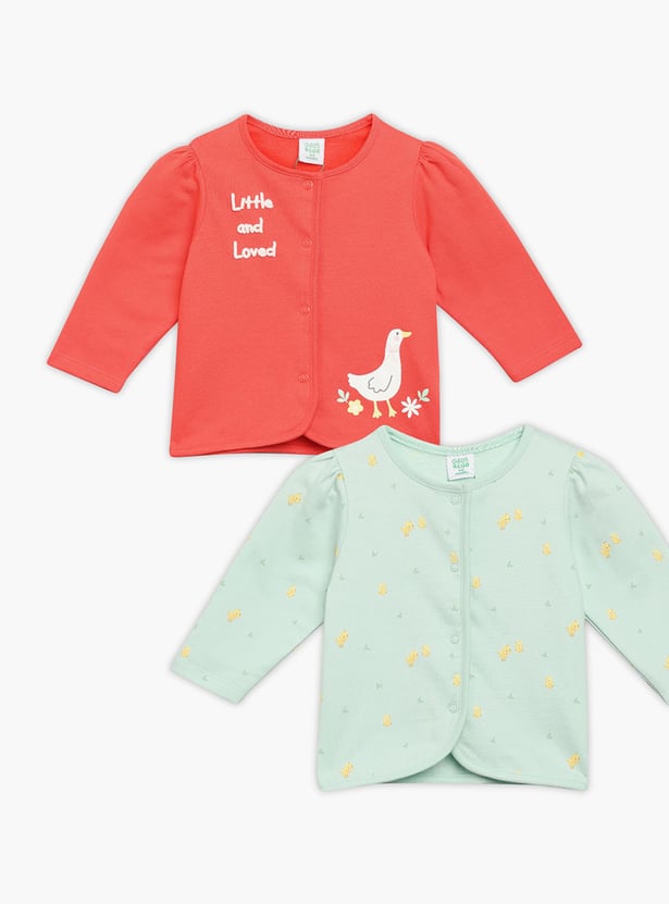 FS MINI KLUB Girls Printed T-shirt - Pack of 2