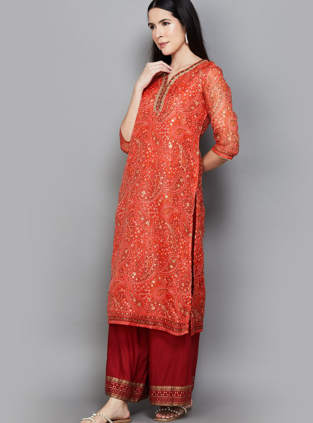 W Paisley Print Straight Kurta