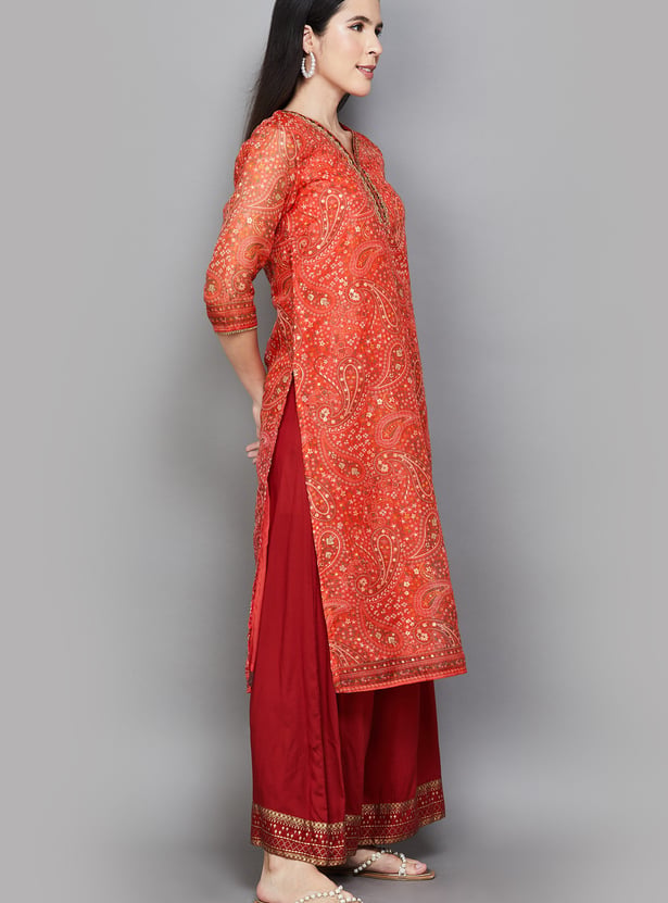 W Paisley Print Straight Kurta