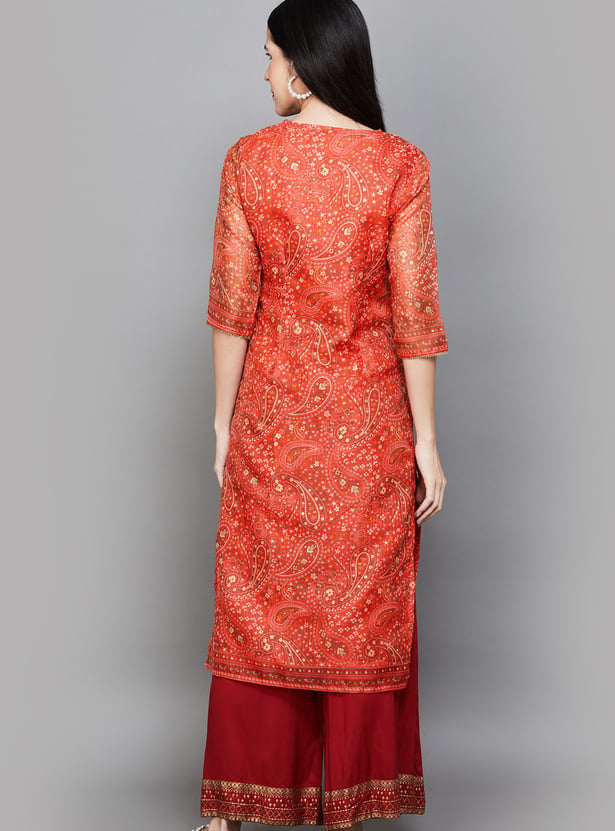 W Paisley Print Straight Kurta