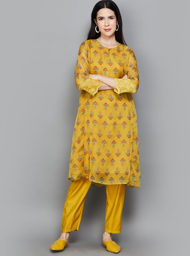 W Ethnic Motif Straight Kurta