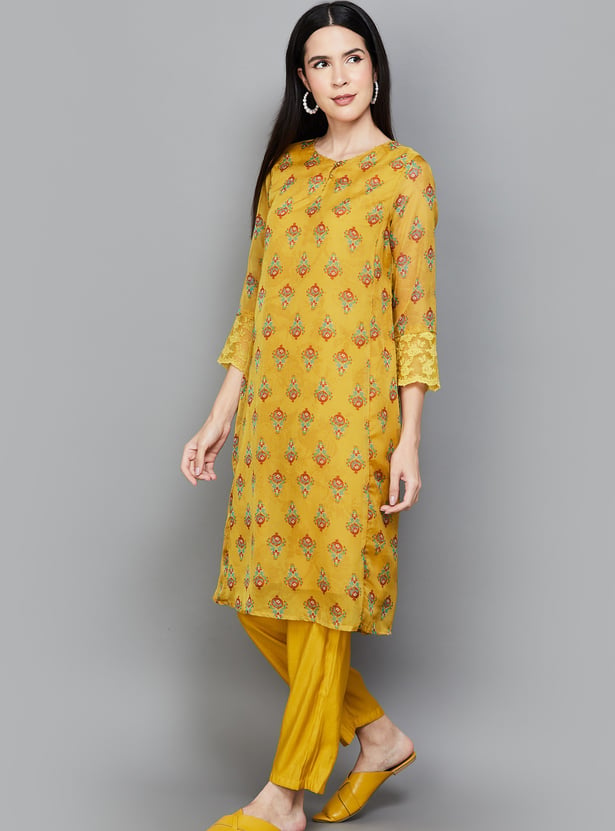 W Ethnic Motif Straight Kurta