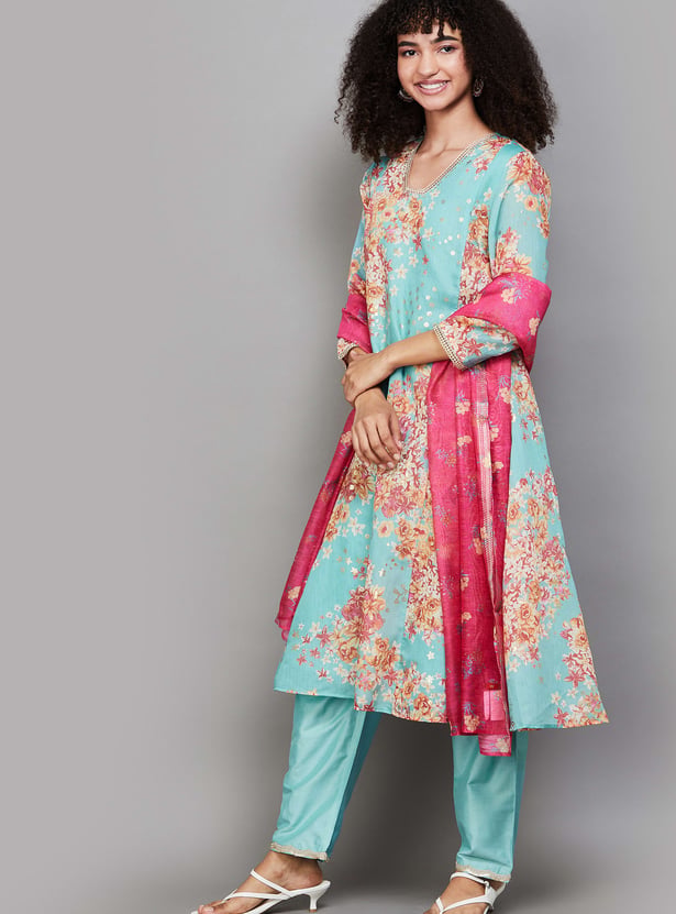 W Floral Print A-line Kurta Set