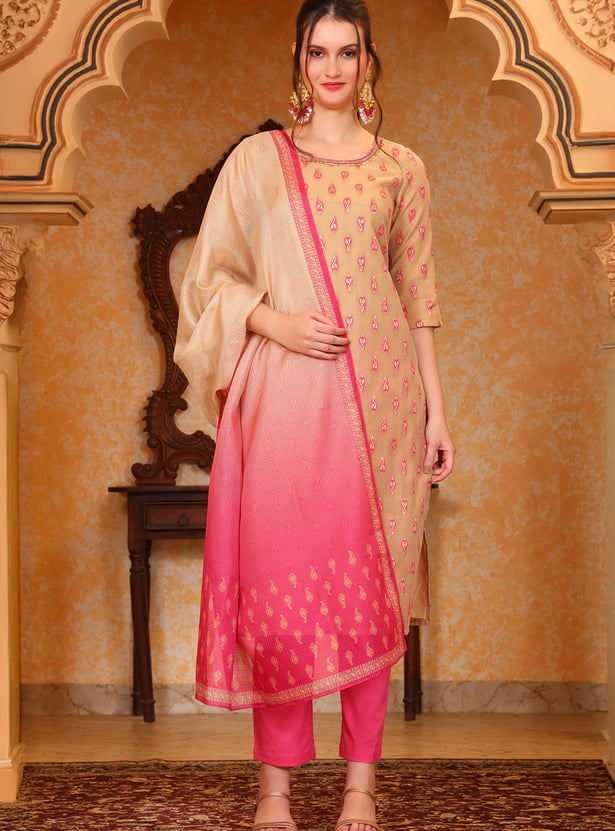 AURELIA Ethnic Motif Woven Design Kurta Set