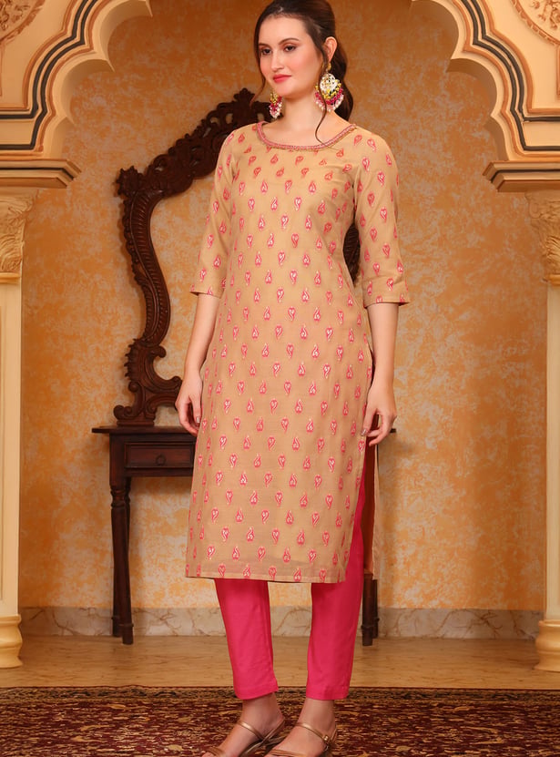 AURELIA Ethnic Motif Woven Design Kurta Set