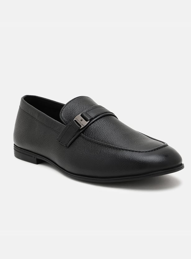 LOUIS PHILIPPE Textured Leather Slip-On Shoes