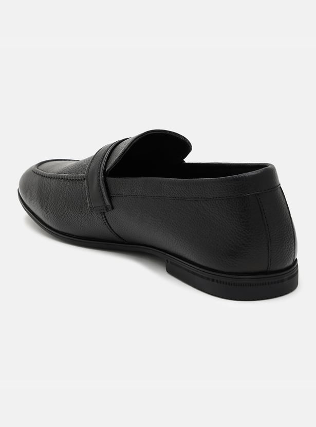 LOUIS PHILIPPE Textured Leather Slip-On Shoes