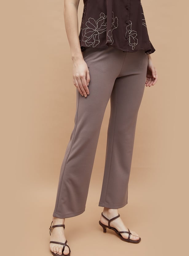 CODE Textured Bootcut Fit Trousers