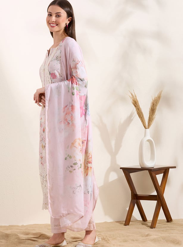 FASHOR Floral Print Straight Kurta Set